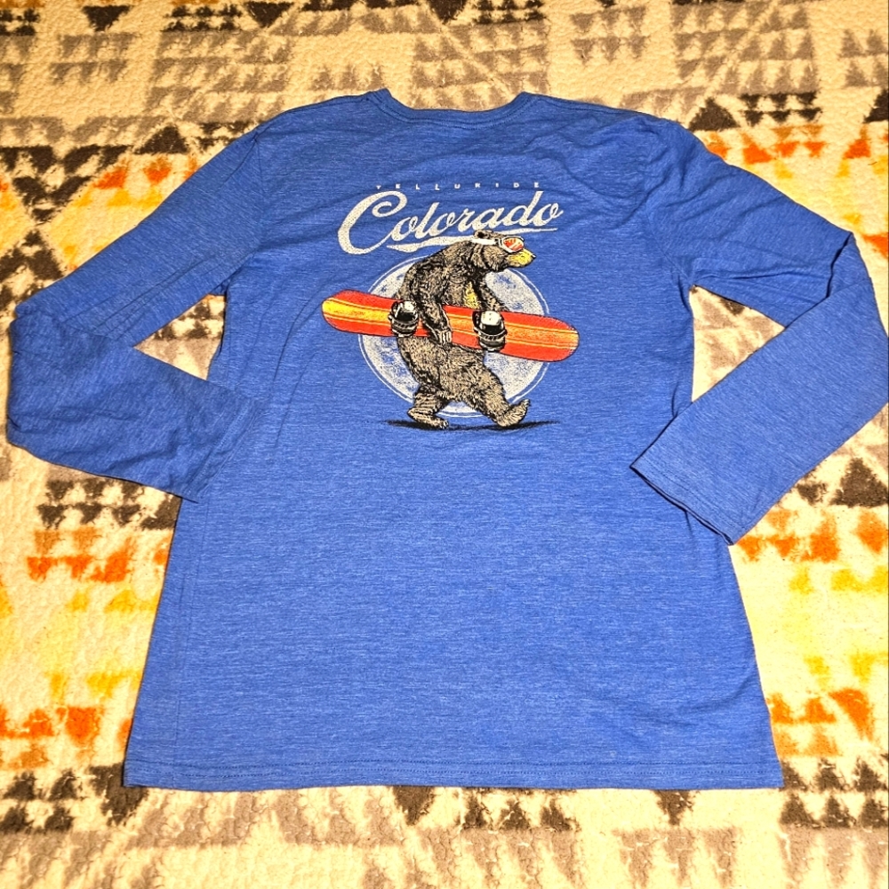 TELLURIDE COLORADO Snowboarding Grizzly Duck Co Long Sleeve Tee Sz M. B7
